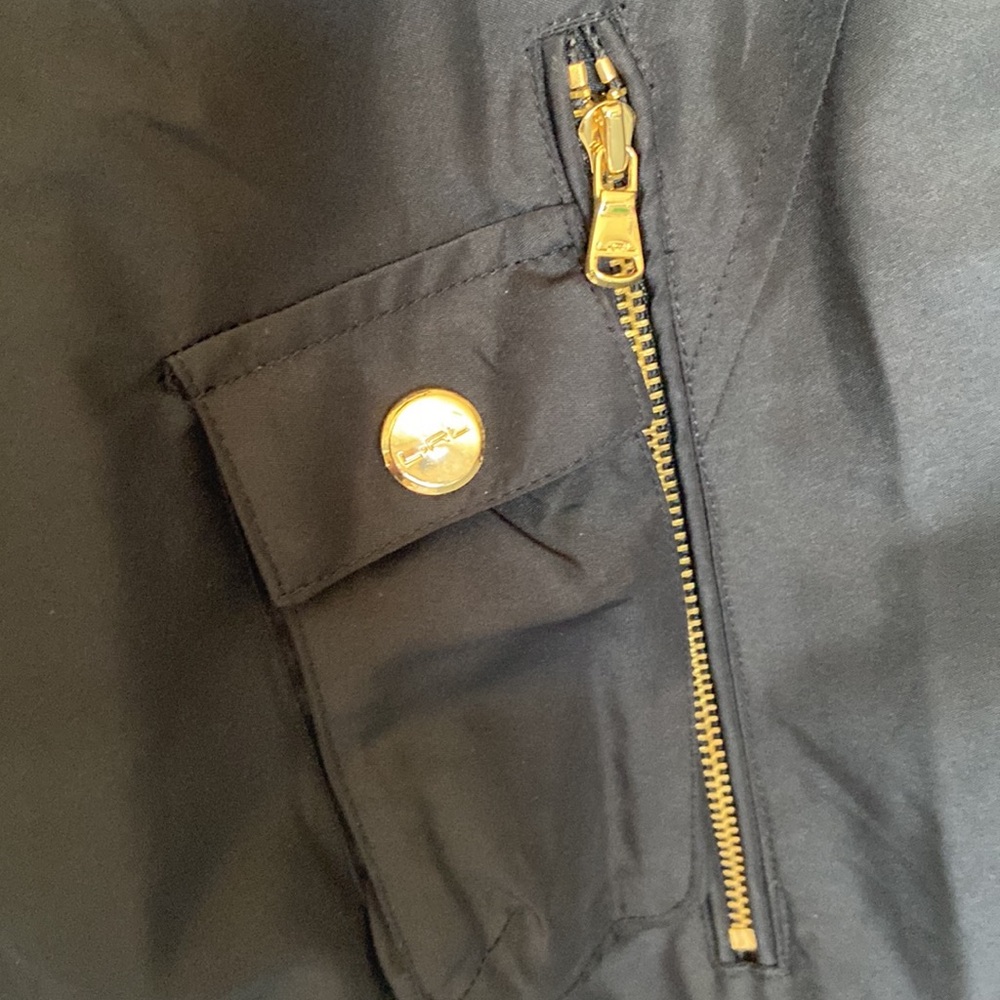 Lauren Ralph Lauren Black Utility Vest Gold Zip Logo Minimal Chic XL Lightweight - Picture 5 of 15